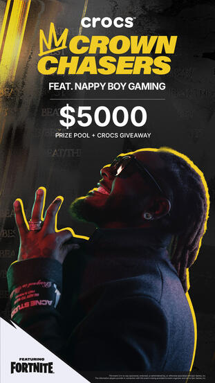 Ally concepted, pitched, and led the Crocs Crown Chasers tournament featuring T-Pain and his Nappy Boy Gaming team. The 2-week Fortnite tournament allowed participants to earn from a $5000 cash prize pool and Crocs swag bags.