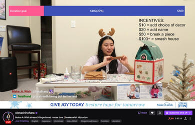Ally concepted, pitched, and led a Gingerbread House mini-event for client Make-A-Wish America's Create Joy fundraising period (December 2023). Above is US National gymnast Elena Shinohara (5M+ on TikTok) who participated in this charity event.